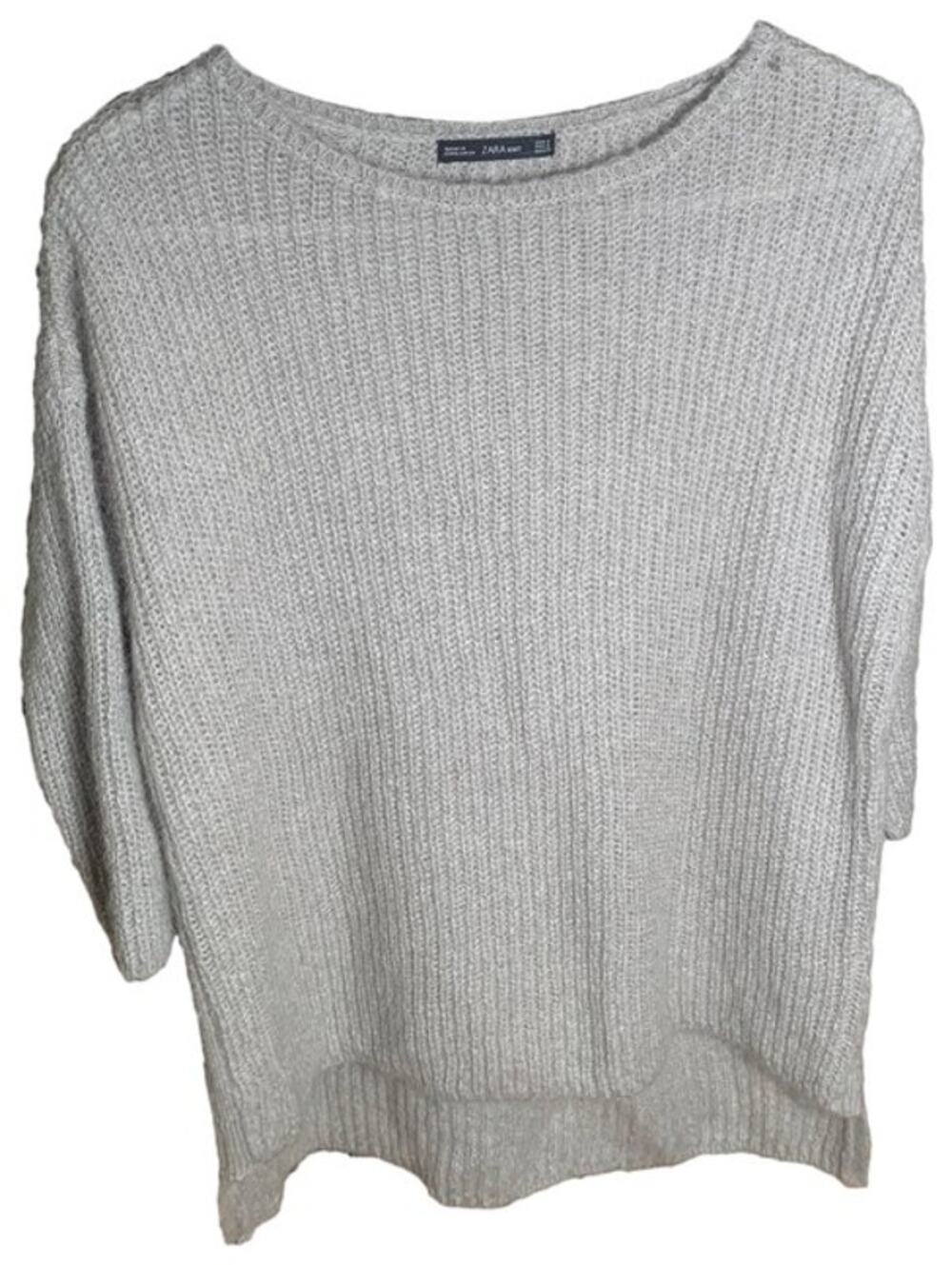 ZARA Knit Women's 3/4 Long Sleeve Round Neck Sweater Size S